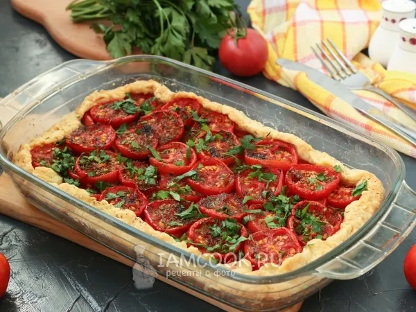 Фото блюда: Песочный пирог с помидорами