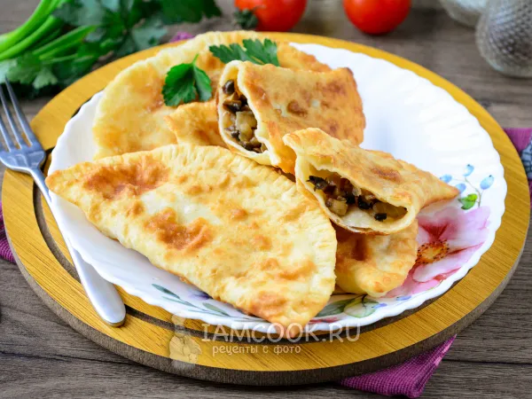 Фото готового блюда: Чебуреки с грибами