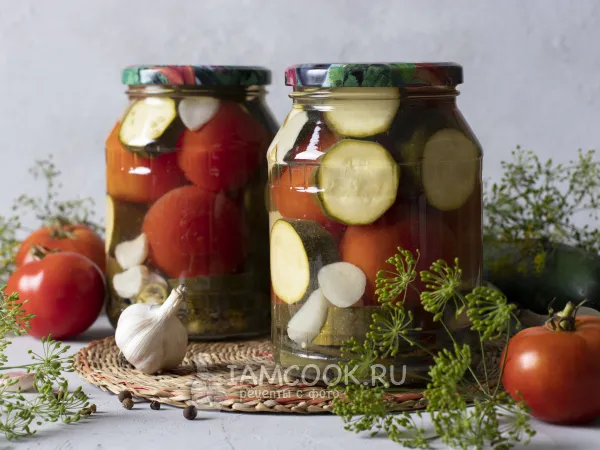 Фото блюда: Кабачки с помидорами и чесноком на зиму