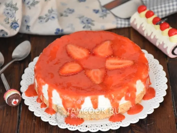 Фото блюда: Чизкейк с клубничным соусом