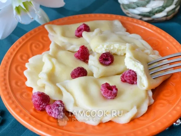 Фото готового блюда: Вареники с творогом и яичными желтками