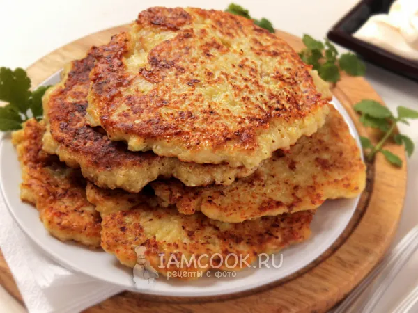 Фото блюда: Капустная лепешка с сыром на сковороде