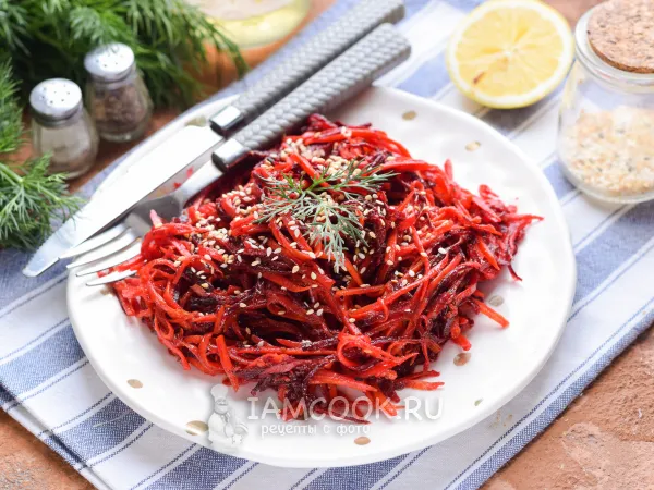 Фото готового блюда: Маринованная свекла с морковью быстрого приготовления