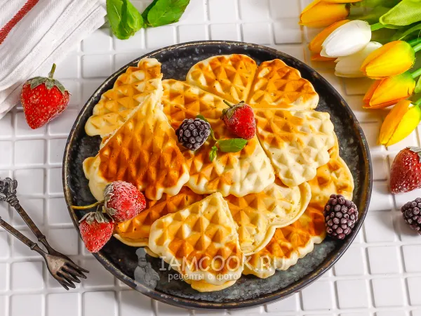 Фото готового блюда: Сливочные вафли в вафельнице