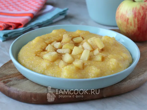 Фото блюда: Кукурузная каша с яблоком (на воде)