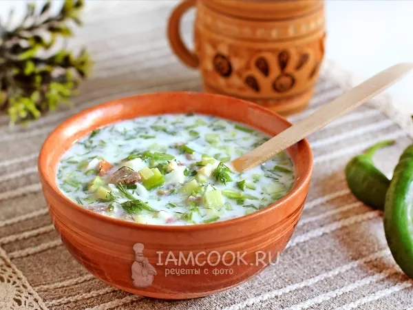 Фото блюда: Окрошка с мясом на кефире