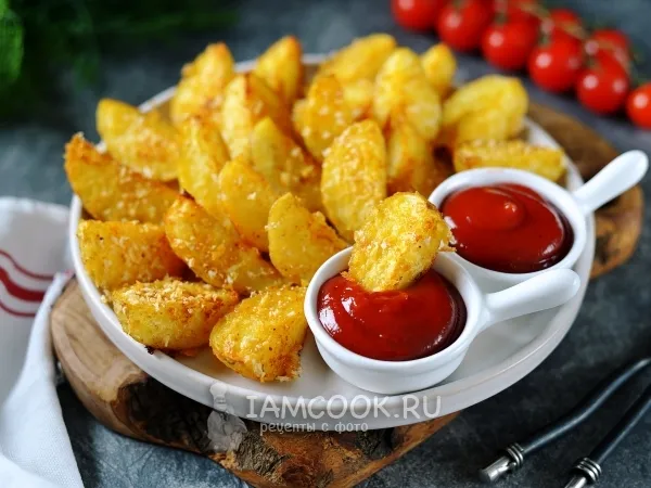 Фото готового блюда: Картофель в хрустящей панировке в духовке