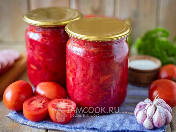 Фото блюда: Борщ с фасолью и капустой на зиму