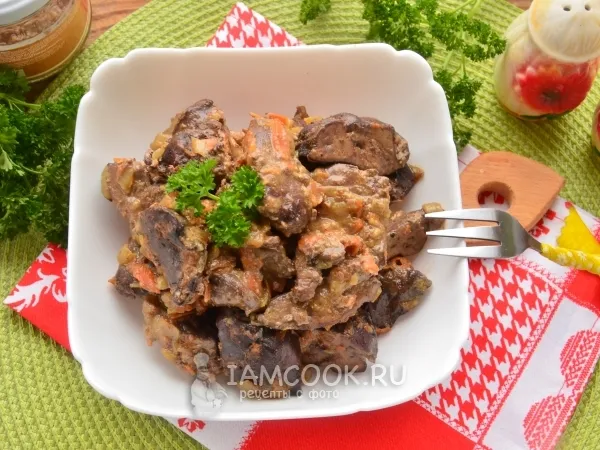 Фото готового блюда: Печень индейки в мультиварке