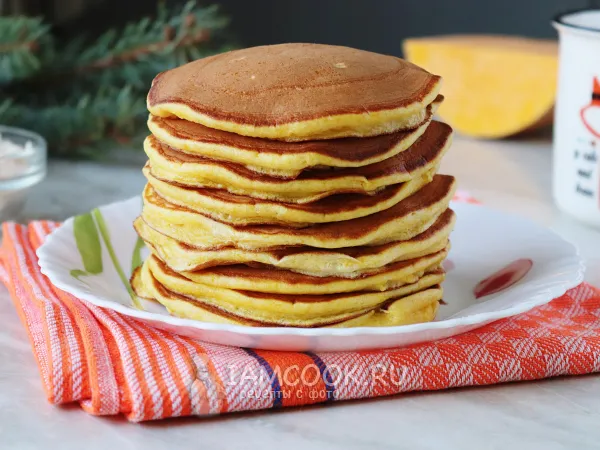 Фото готового блюда: Тыквенные панкейки на кефире