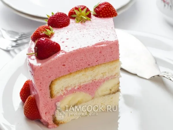 Фото блюда: Клубнично-банановый торт