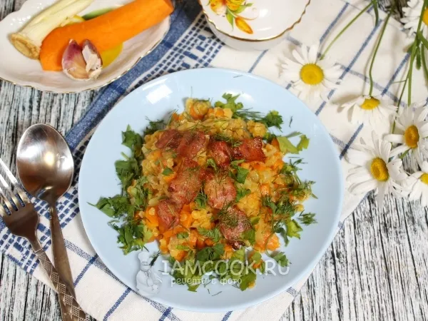 Фото блюда: Каша из чечевицы с морковью и беконом
