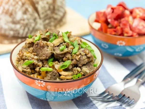 Фото блюда: Гречка с мясом и грибами