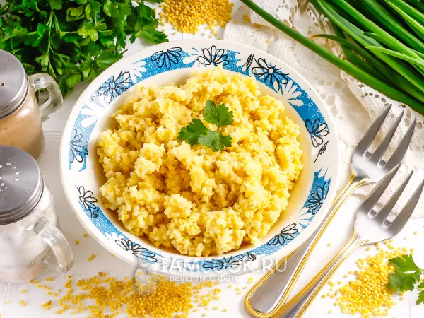 Фото блюда: Рассыпчатая пшенная каша на молоке в духовке