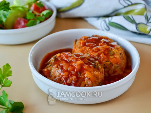 Фото готового блюда: Постные тефтели с рисом