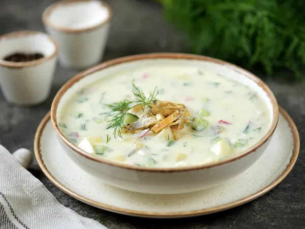 Фото блюда: Окрошка с сушеной (вяленой) рыбой