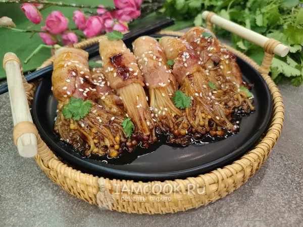 Фото блюда: Эноки с беконом