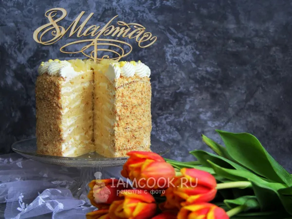 Фото блюда: Торт «Молочная девочка» с ананасами