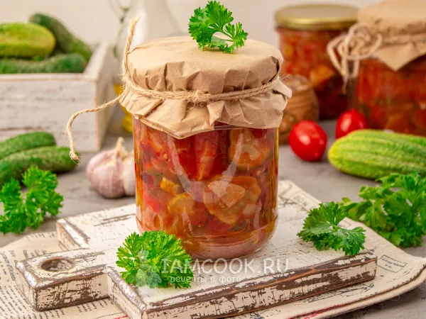 Фото блюда: Салат «Хрум-хрум» из огурцов на зиму