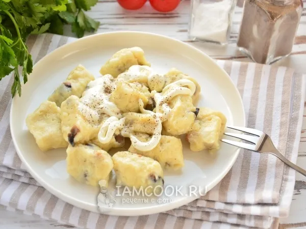 Фото блюда: Ленивые вареники с грибами