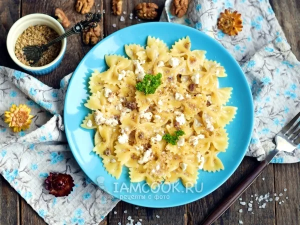 Фото блюда: Сладкие фарфалле с творогом и орехами