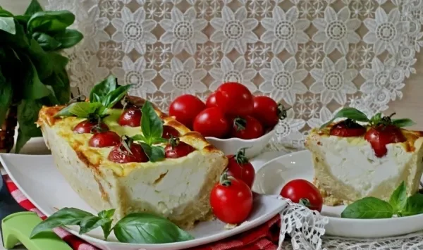 Фото блюда: Киш с фетой и помидорами черри