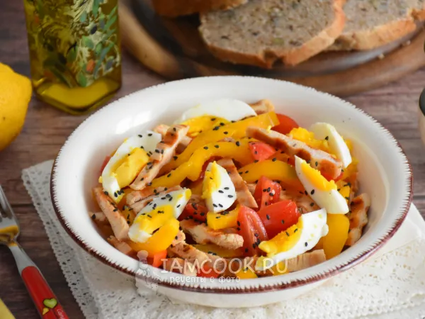 Фото готового блюда: Диетический салат с индейкой (ПП)