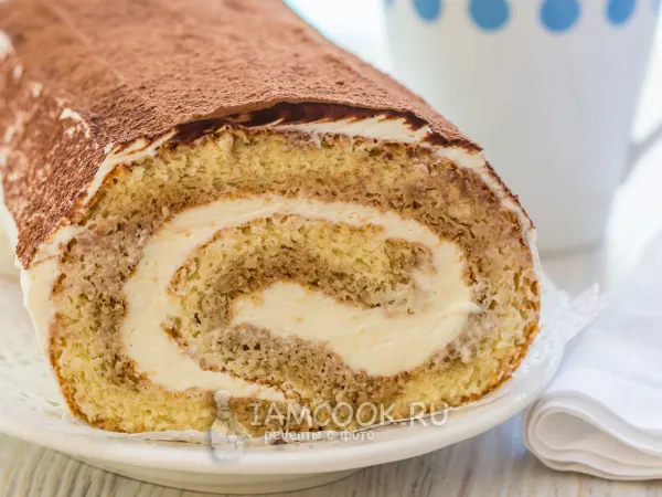 Фото готового блюда: Рулет «Тирамису»