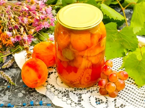 Фото блюда: Компот из персиков и винограда на зиму