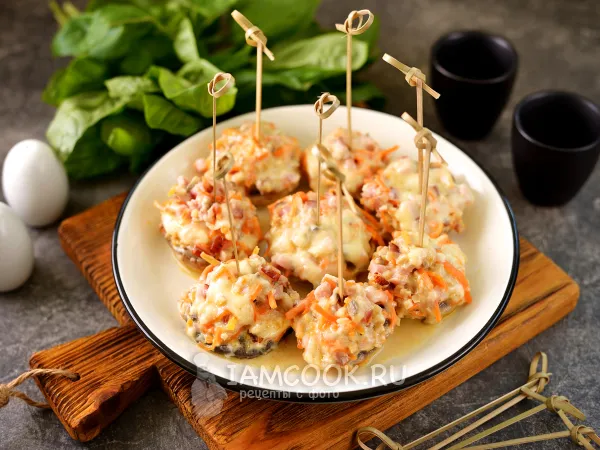 Фото блюда: Фаршированные шампиньоны в микроволновке