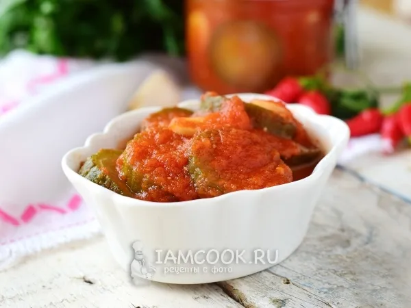 Фото блюда: Огурцы в томатном соке на зиму