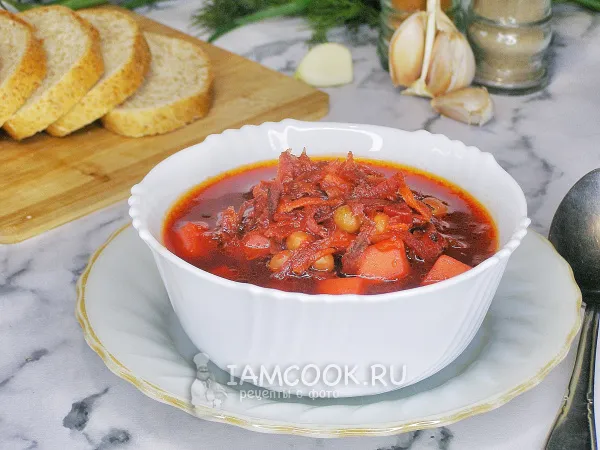 Фото блюда: Борщ с консервированным зеленым горошком