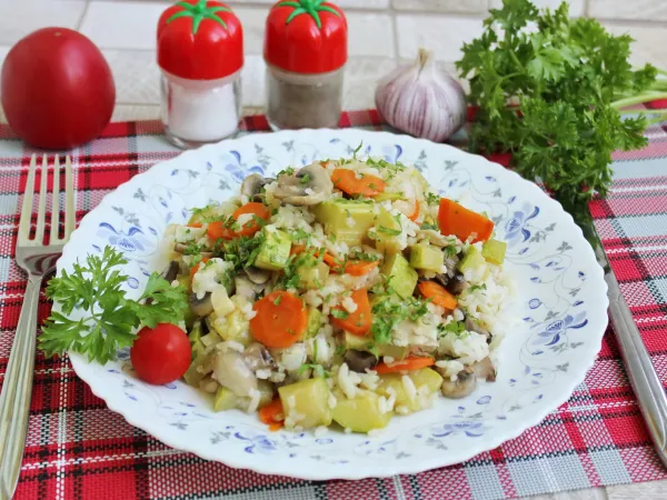 Фото блюда: Кабачки с грибами и рисом