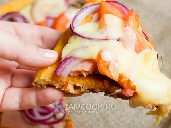 Фото блюда: Пицца с ветчиной и грибами