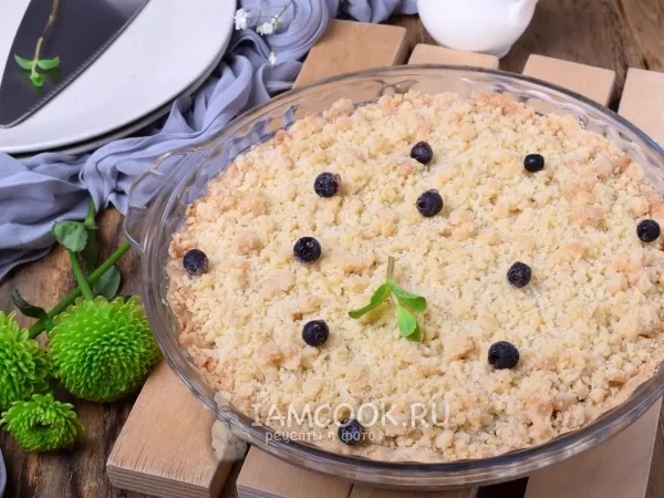 Фото готового блюда: Постный пирог с черникой