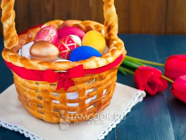 Фото готового блюда: Пасхальная корзинка из теста