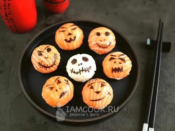 Фото блюда: Суши темари на Хэллоуин