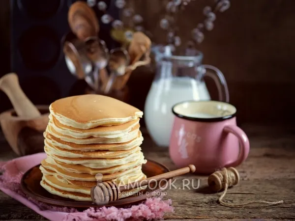 Фото блюда: Толстые (пышные) блины на молоке
