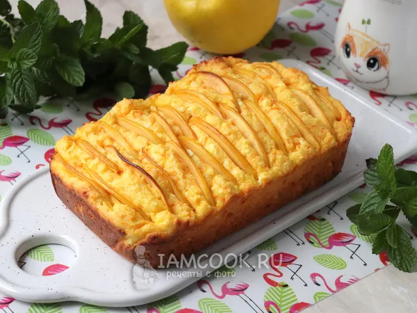 Фото блюда: Запеканка с тыквой, творогом, айвой и манкой