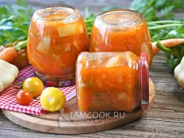 Фото блюда: Лечо из патиссонов на зиму