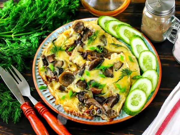 Фото блюда: Омлет с белыми грибами