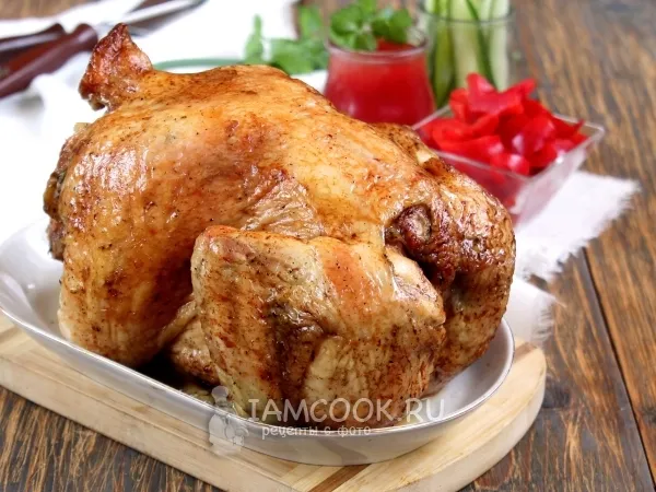 Фото блюда: Курица на банке с водой в духовке