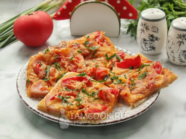 Фото блюда: Пицца с ветчиной на слоеном тесте