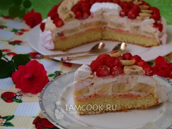 Фото готового блюда: Торт с зефиром и фруктами