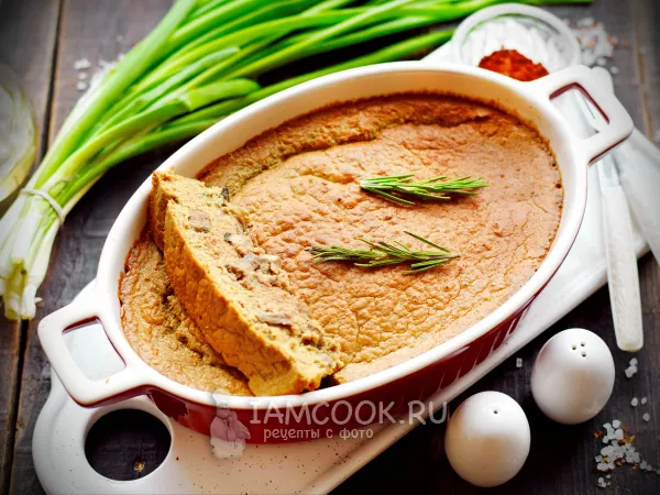 Фото готового блюда: Суфле из куриной печени с грибами