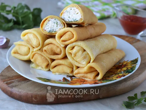 Фото блюда: Блины с плавленым сыром