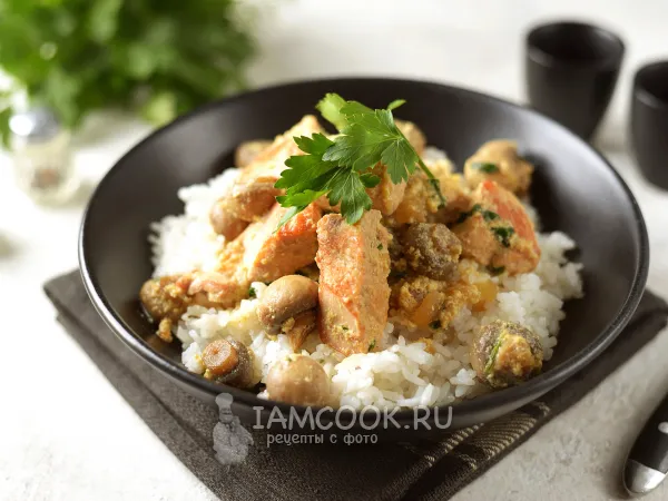 Фото блюда: Фрикасе из индейки с грибами