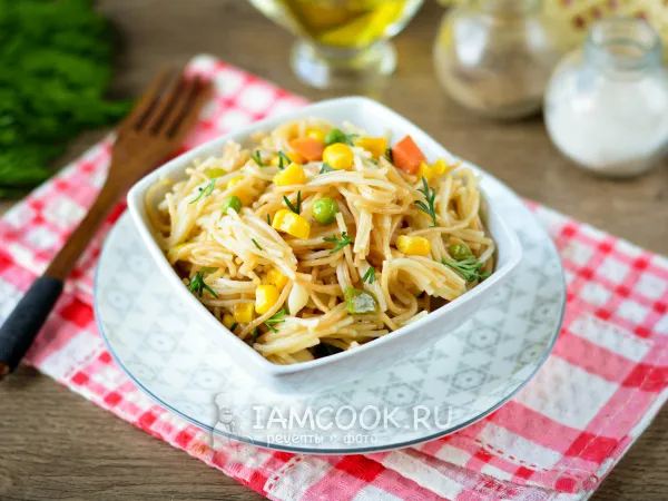 Фото блюда: Жареная вермишель с овощами