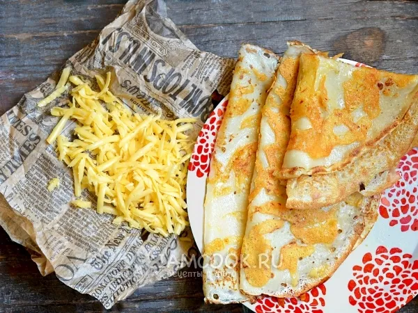 Фото блюда: Блины с сырной корочкой