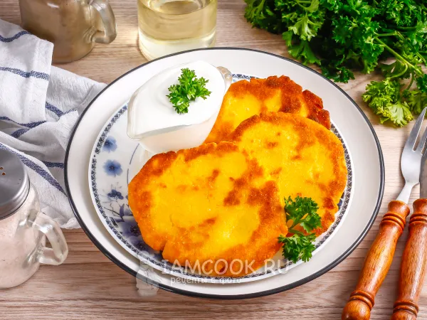 Фото блюда: Кукурузные лепешки на кефире на сковороде